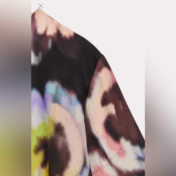 ZARA NWT Medium Abstract Floral Print Flared Hem Dress Fabric Belt MIDI Dress - Picture 14 of 15